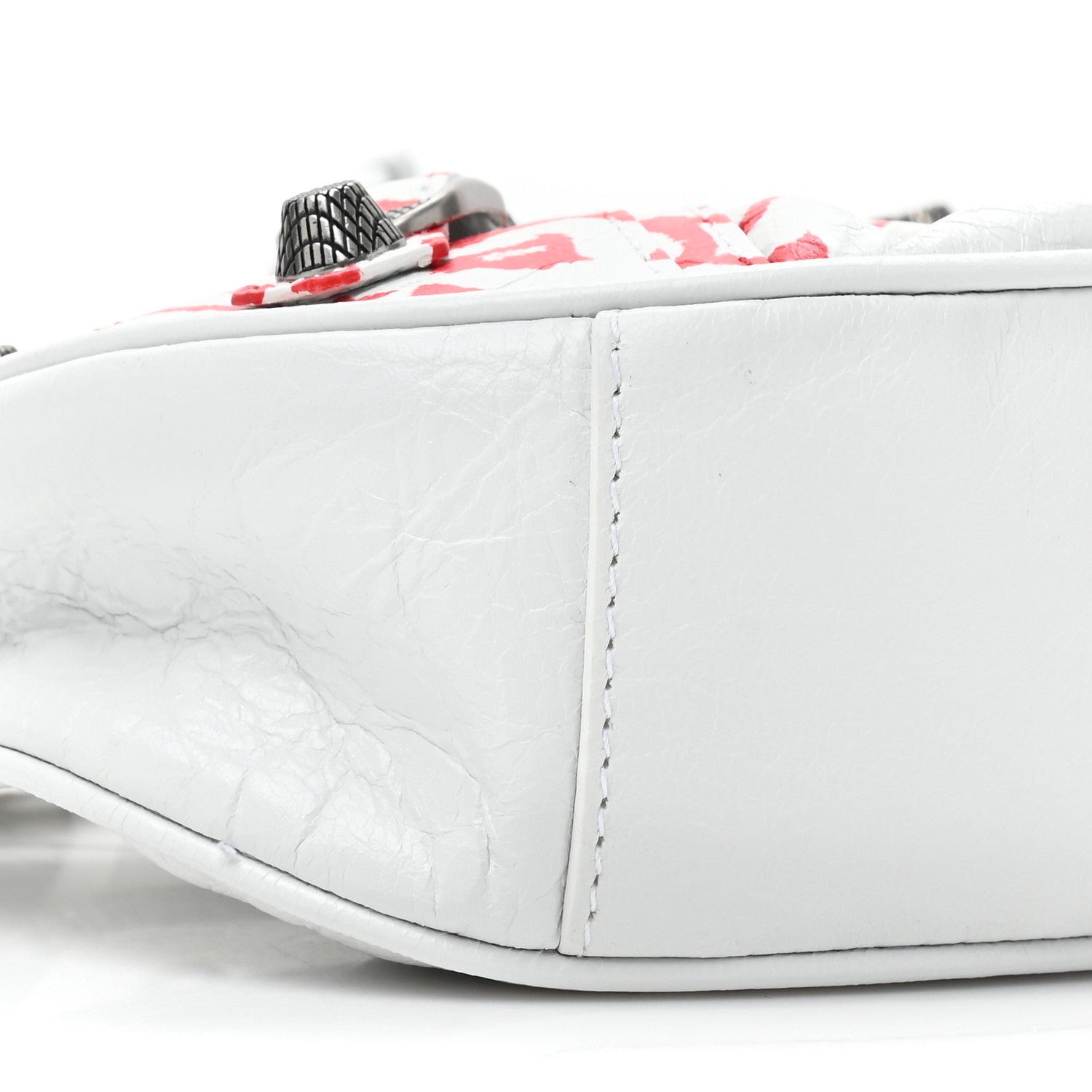 Balenciaga Agneau Arena Lunar New Year Graffiti Logo Le Cagole Shoulder Bag XS Optic White 9 of 9