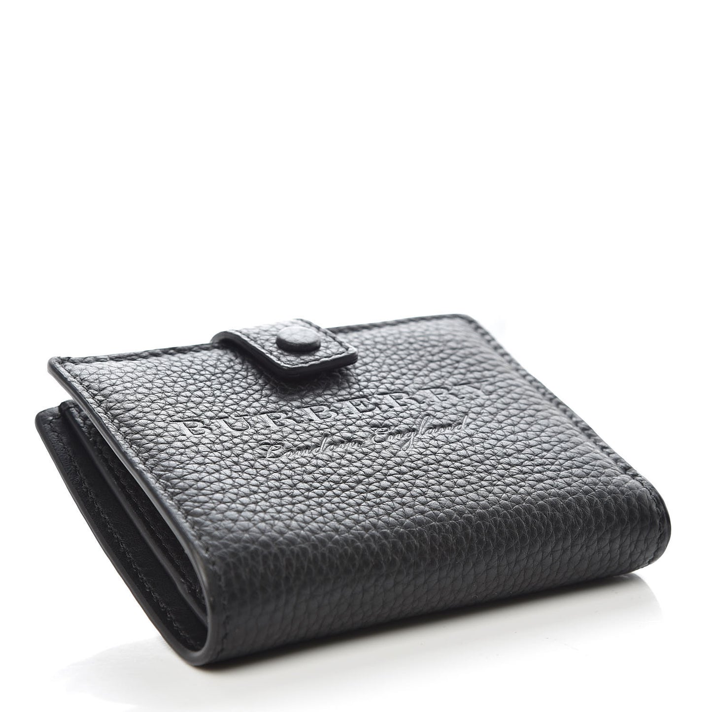 Soft Grained Calfskin Logo Embossed Lakeside Wallet Black