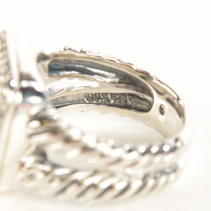 David Yurman Sterling Silver Diamond Mother of Pearl 11mm Albion Ring 52 6 4 of 5