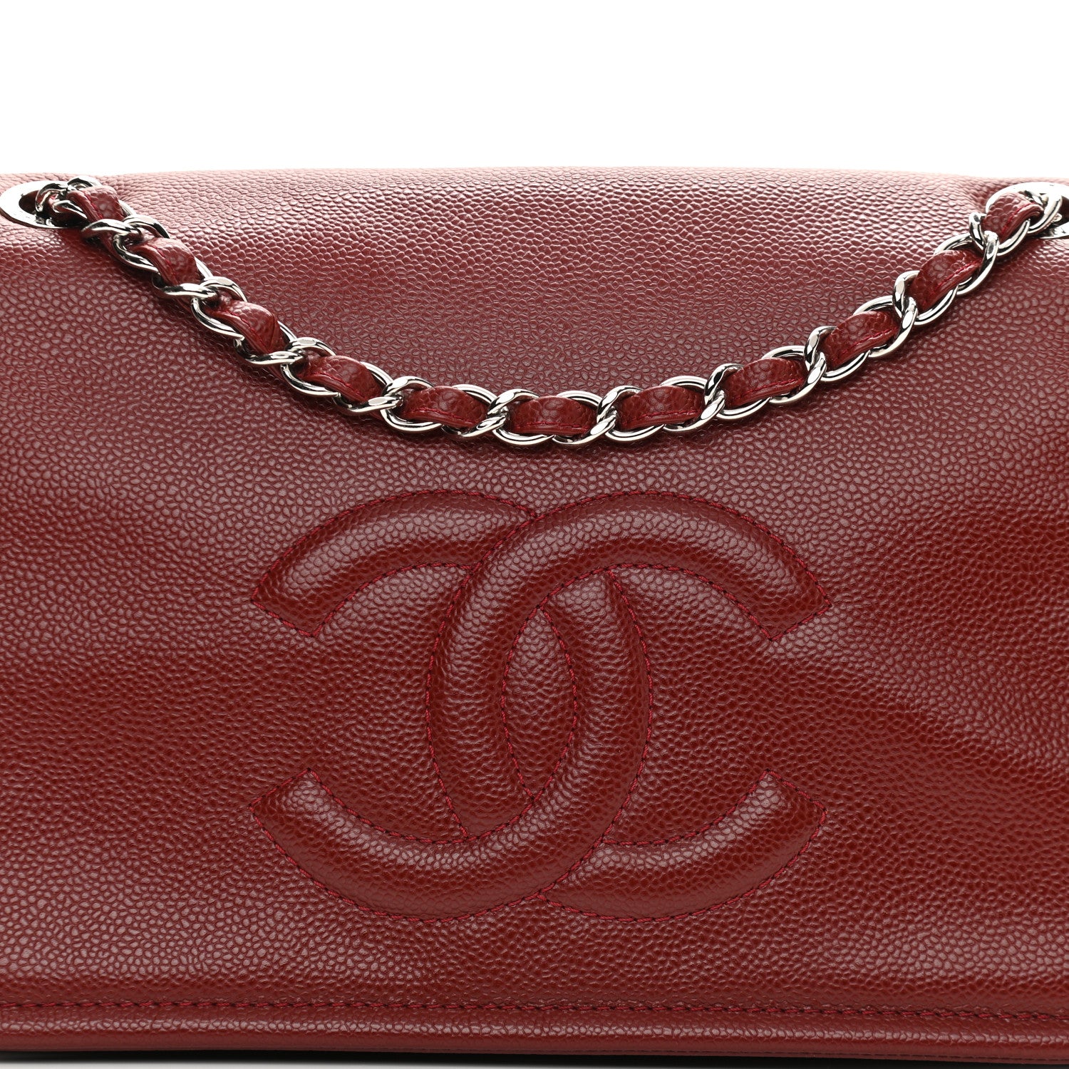 Chanel Caviar Large Timeless CC Flap Dark Red 8 of 10