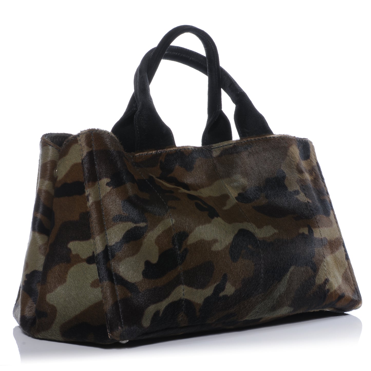 Calf Hair Camouflage Print Tote Mimetico