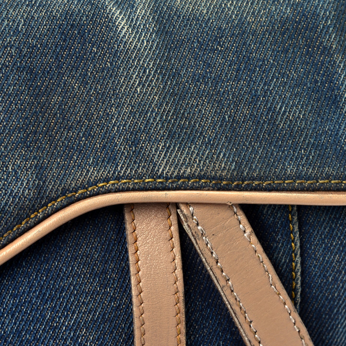 Denim Calfskin Saddle Bag Blue