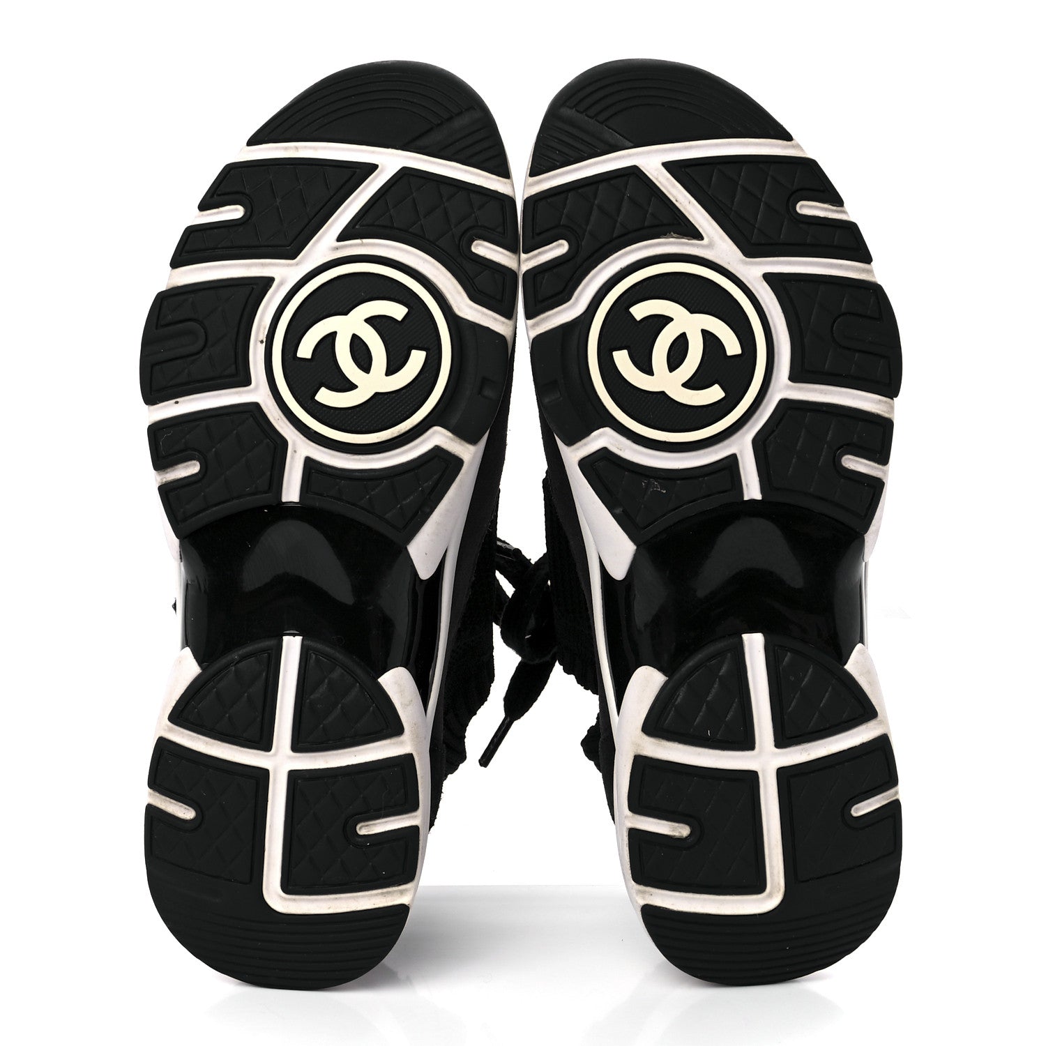 Chanel Mesh Suede Fabric Womens CC Sneakers 38 Grey White Black 5 of 9