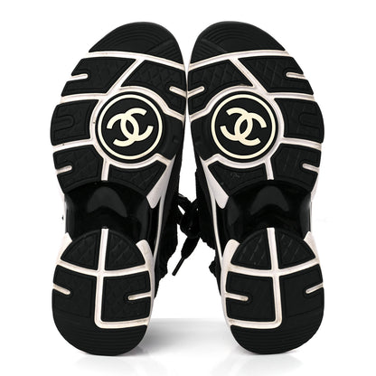 Chanel Mesh Suede Fabric Womens CC Sneakers 38 Grey White Black 5 of 9