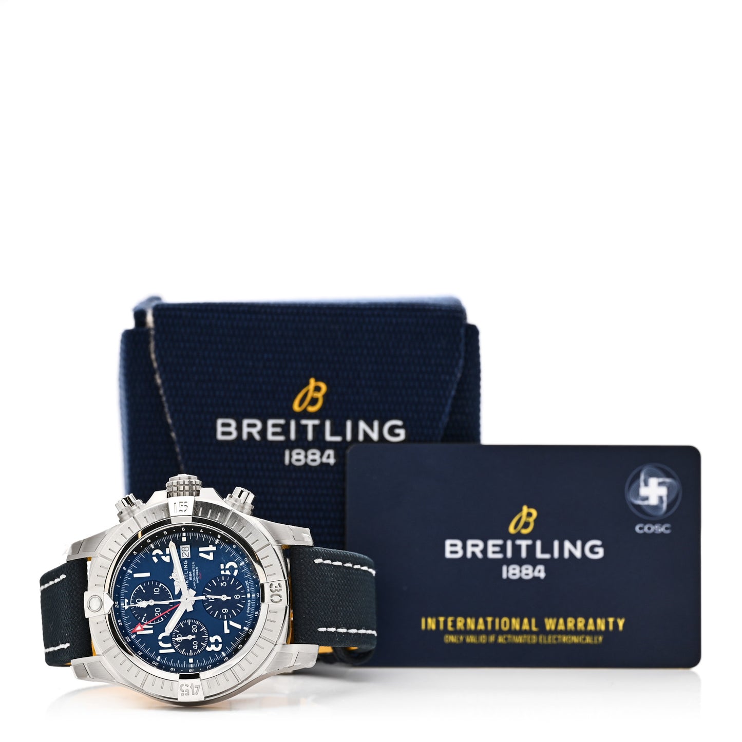 Stainless Steel Nylon 45mm Avenger Chronograph GMT Automatic Watch Blue A24315