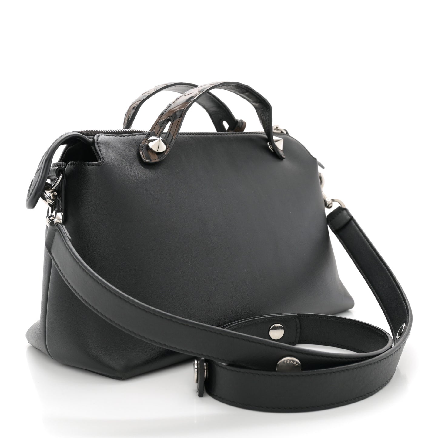 Vitello Dolce Bi-Color FF 1974 Embossed Medium By The Way Boston Bag Black Maya