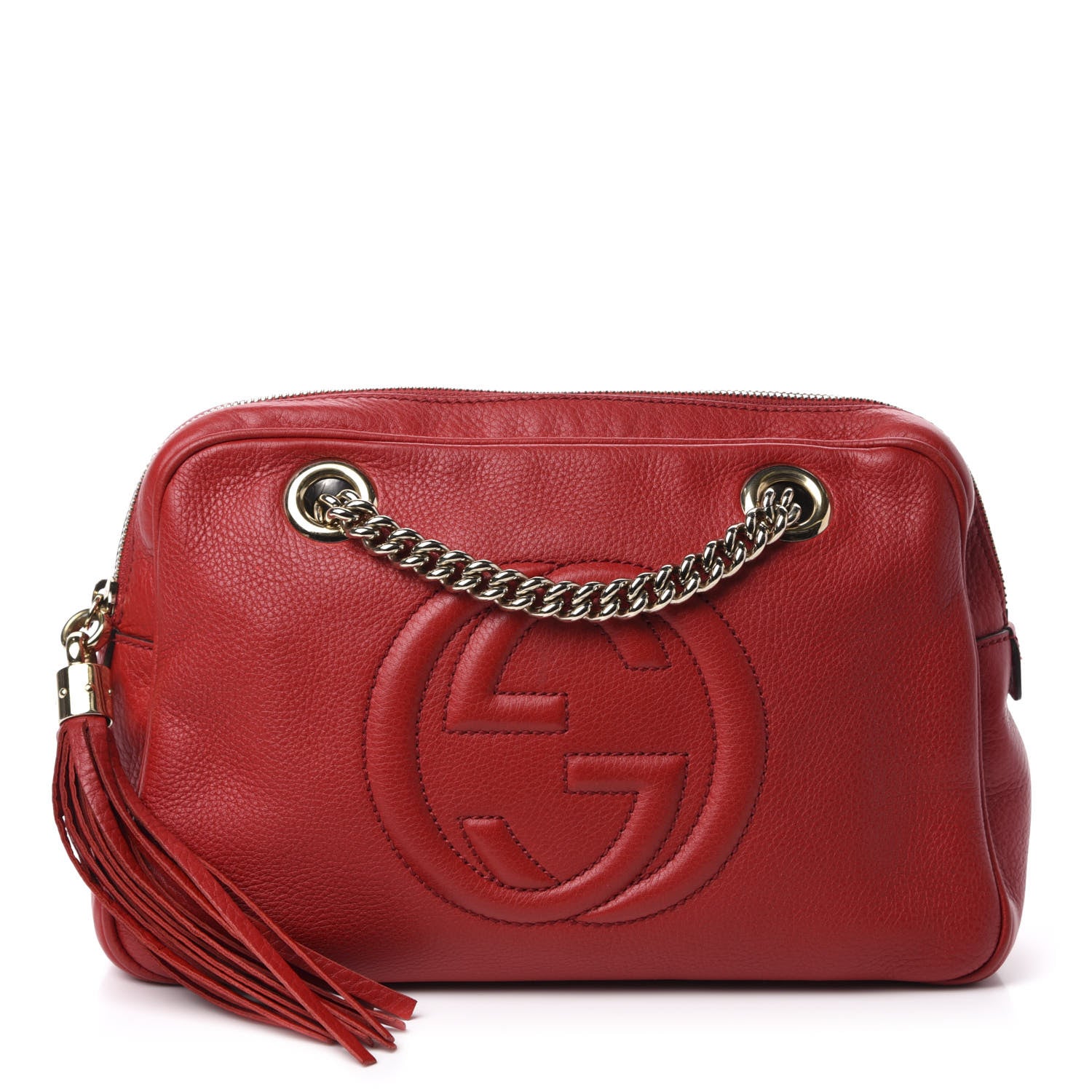 Gucci Pebbled Calfskin Small Soho Bowler Red 1 of 10