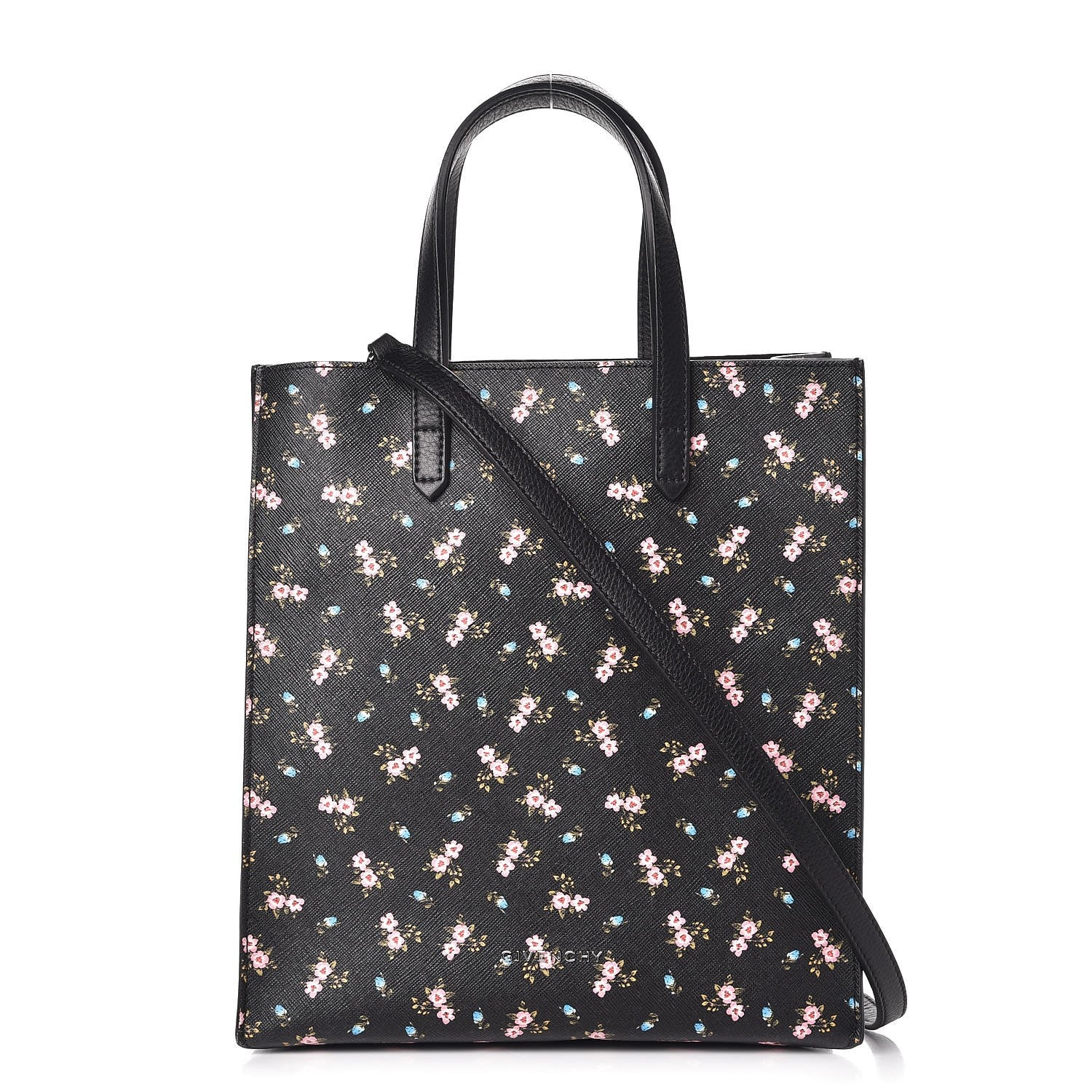 Givenchy Coated Canvas Hibiscus Print Small Stargate Shopper Tote Black Multicolor 1 of 9