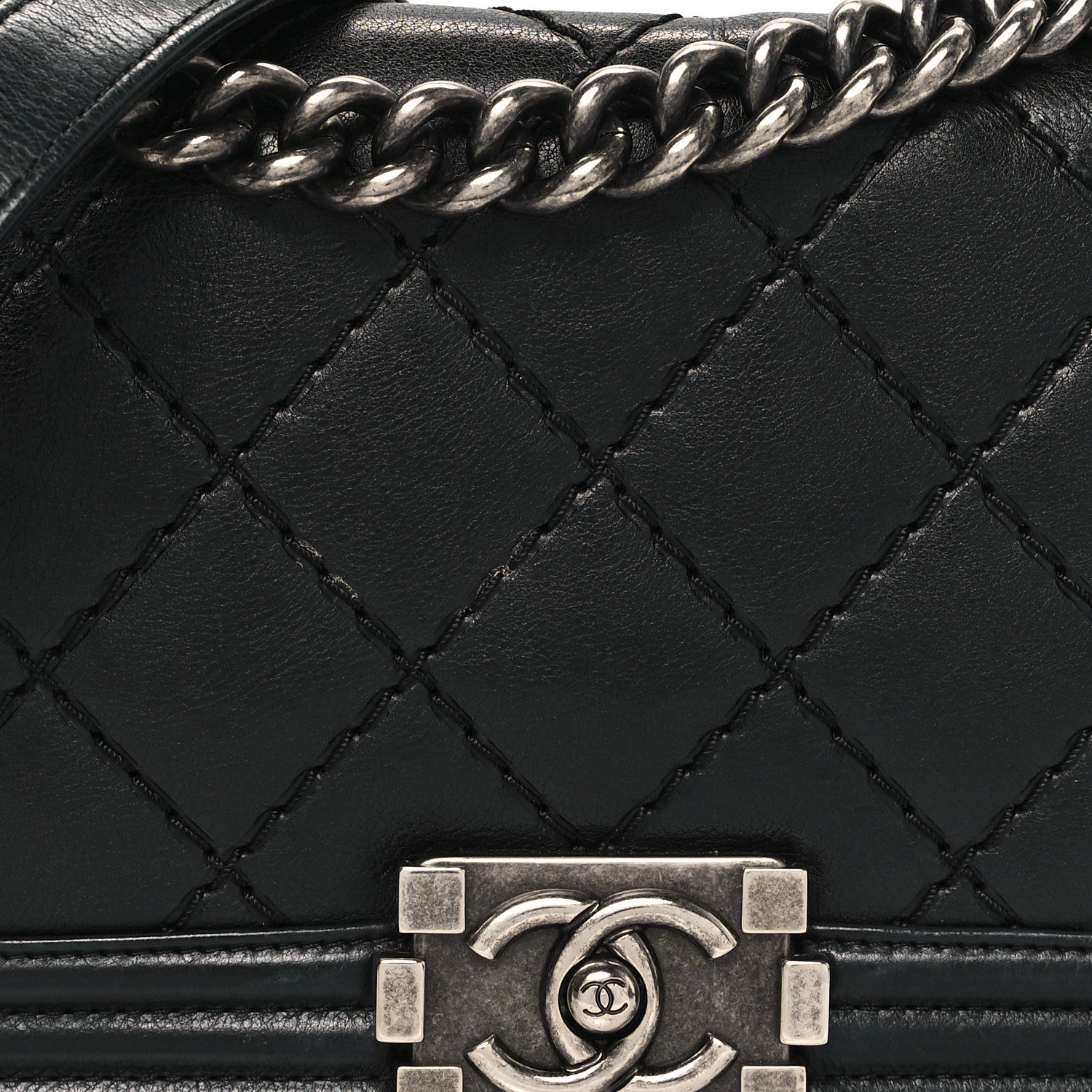 Chanel Calfskin Double Stitch Medium Boy Flap Black 8 of 12