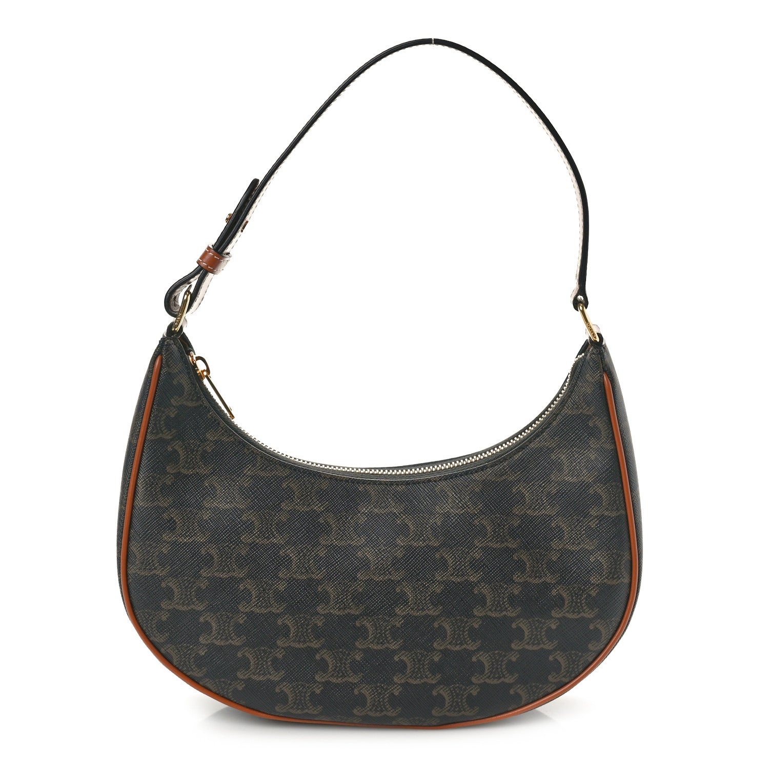 Celine Triomphe Canvas Calfskin Ava Shoulder Bag Tan 1 of 9