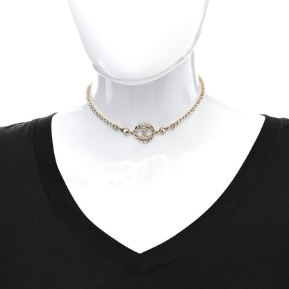 Chanel Metal Crystal CC Choker Necklace Gold 2 of 6