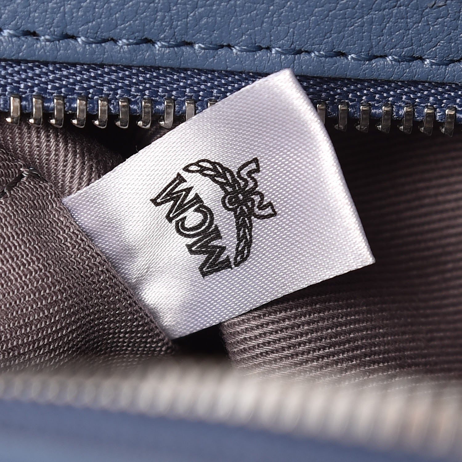 MCM Calfskin Ottomar Monogram Small Boston Bag Blue 7 of 17