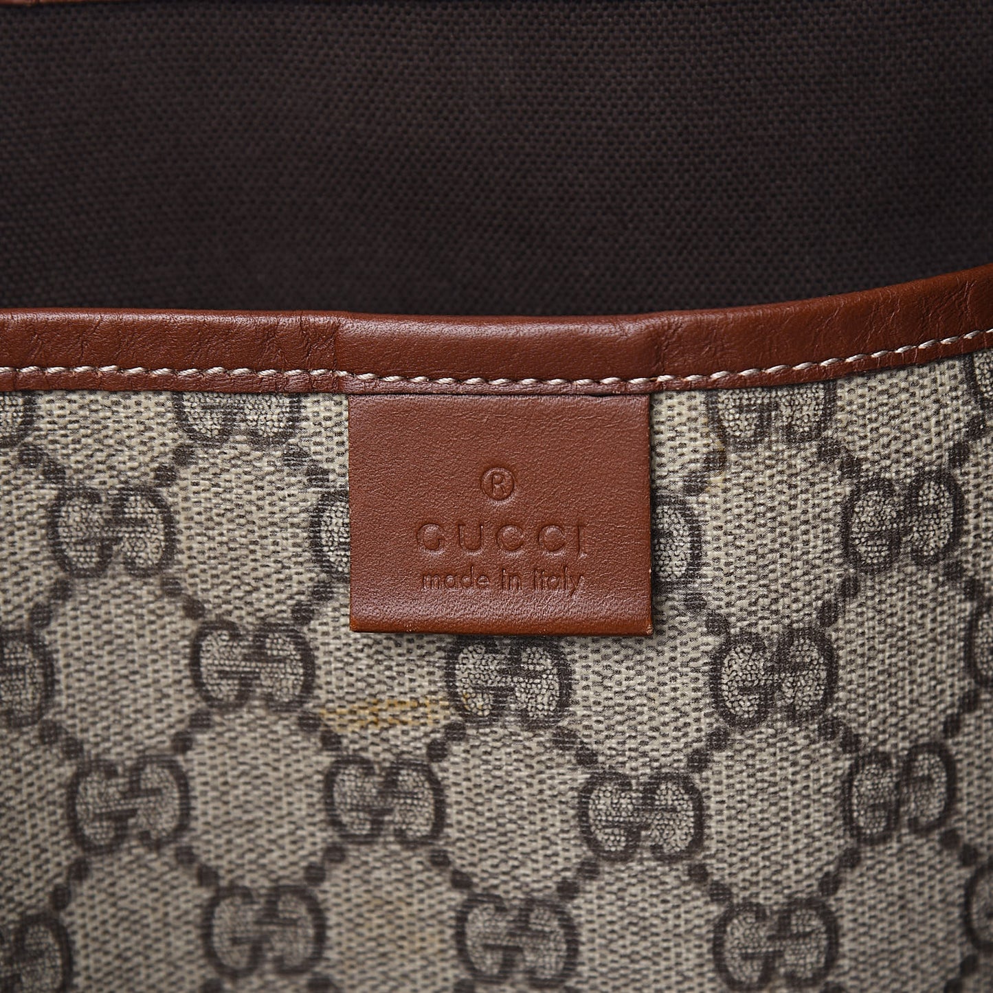 GG Plus Monogram Large Signature Web Loop Tote Brown