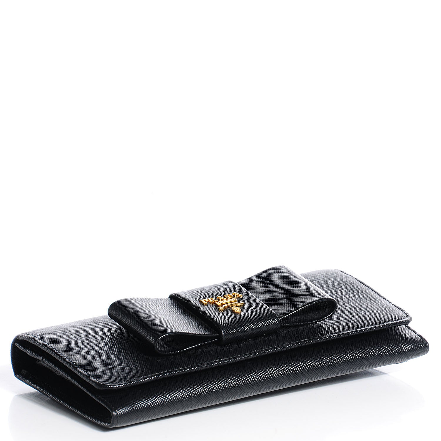 Prada Saffiano Bow Continental Wallet Nero Black 4 of 7