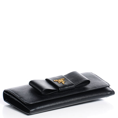 Prada Saffiano Bow Continental Wallet Nero Black 4 of 7