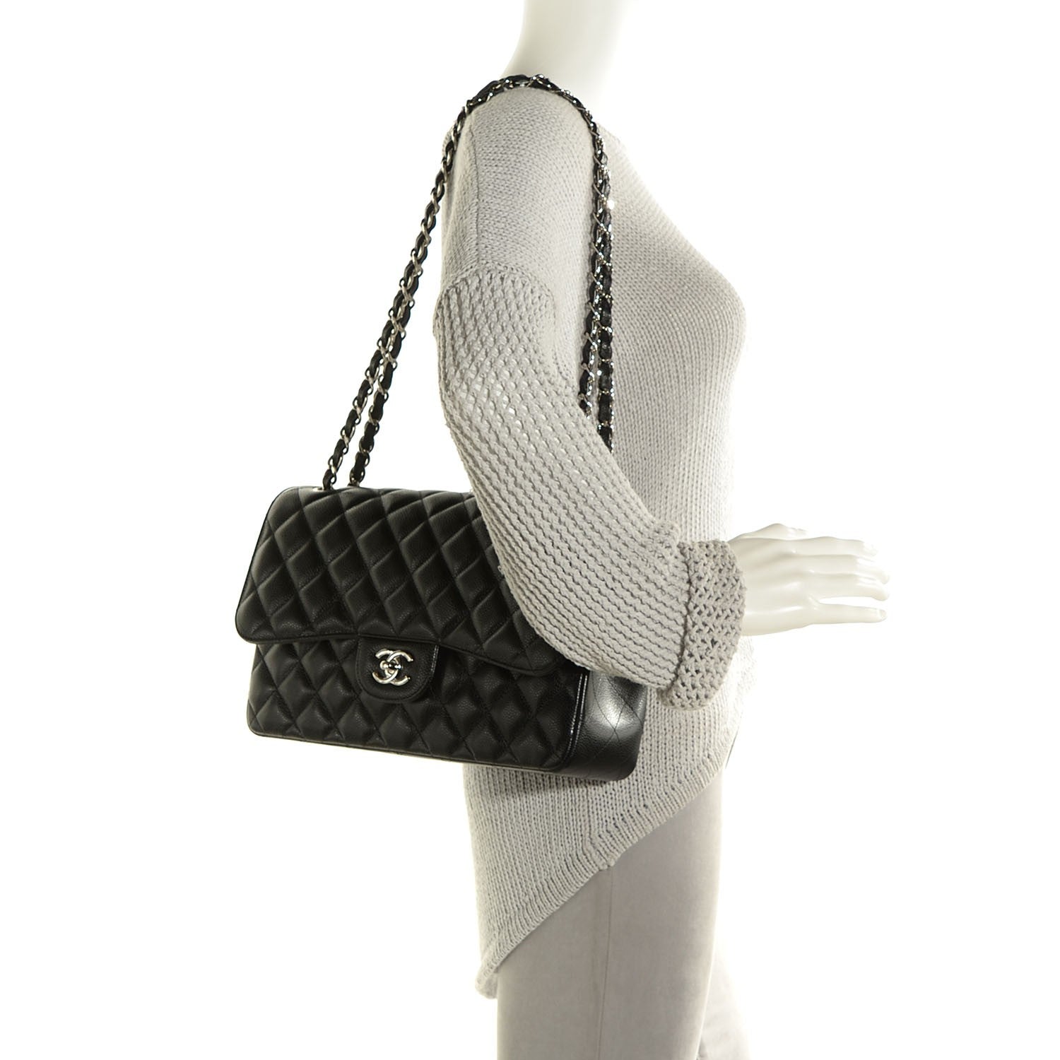 Chanel Caviar Quilted Jumbo Double Flap Black 2 of 8