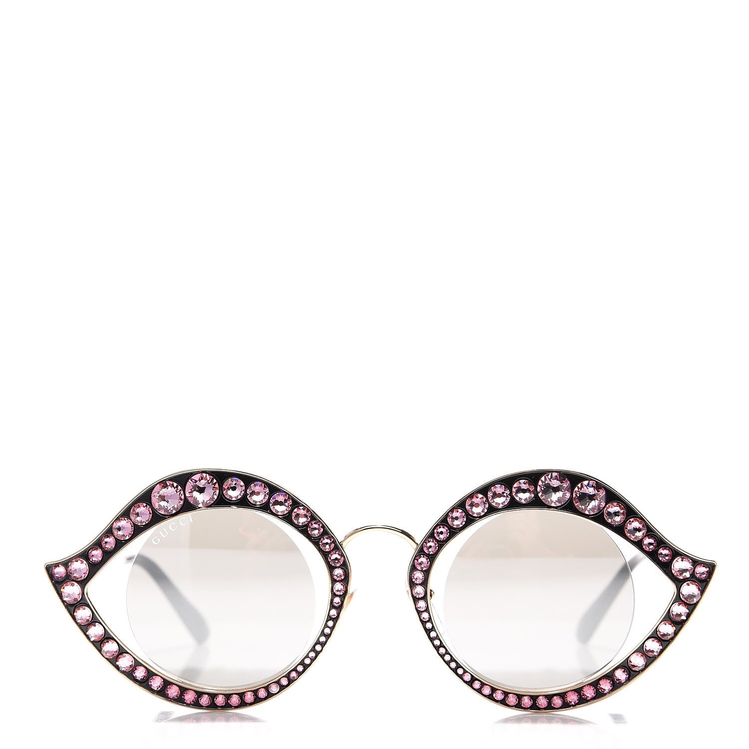Gucci Metal Crystal Cat Eye Sunglasses GG0046S Light Pink 2 of 8