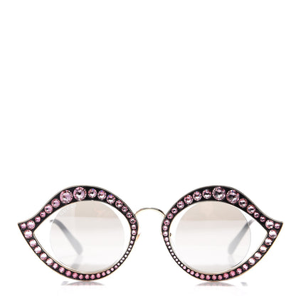 Gucci Metal Crystal Cat Eye Sunglasses GG0046S Light Pink 2 of 8