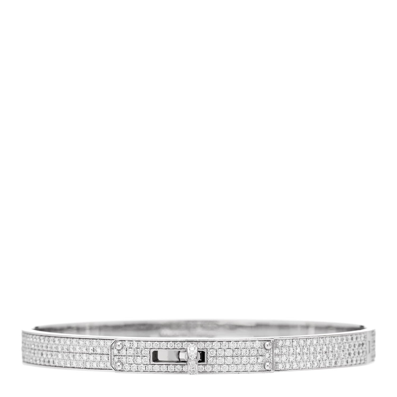 Hermes 18K White Gold Diamond Kelly Full Pave Bracelet SH 1 of 4