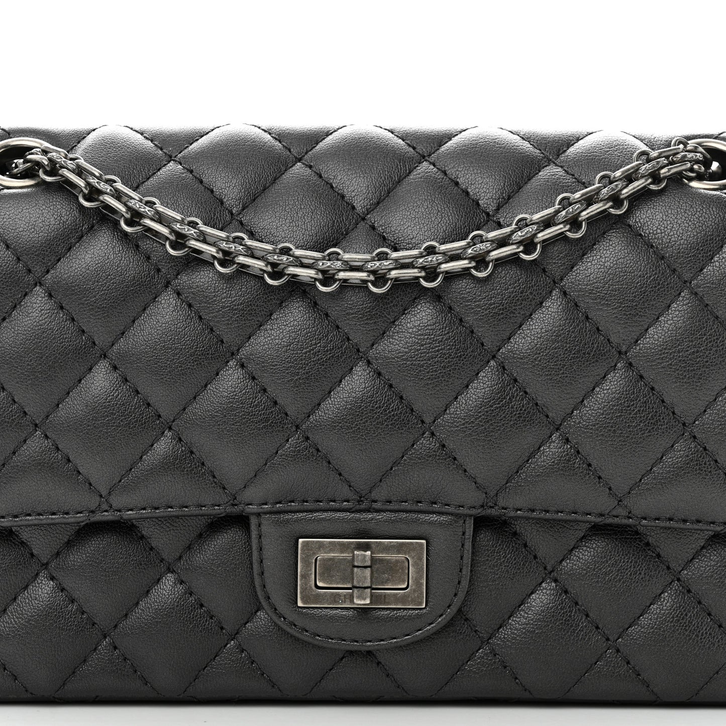 Metallic Sheepskin Quilted 2.55 Reissue 225 Flap Charcoal