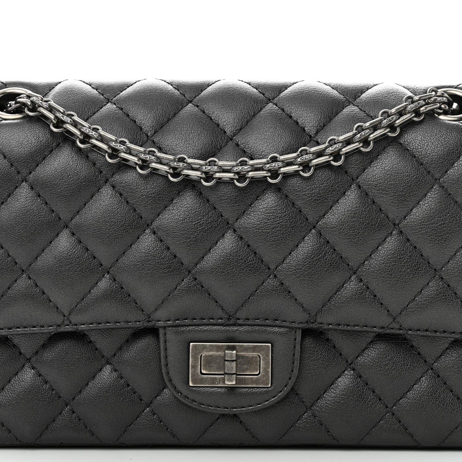Chanel Metallic Sheepskin Quilted 2.55 Reissue 225 Flap Charcoal 8 of 11