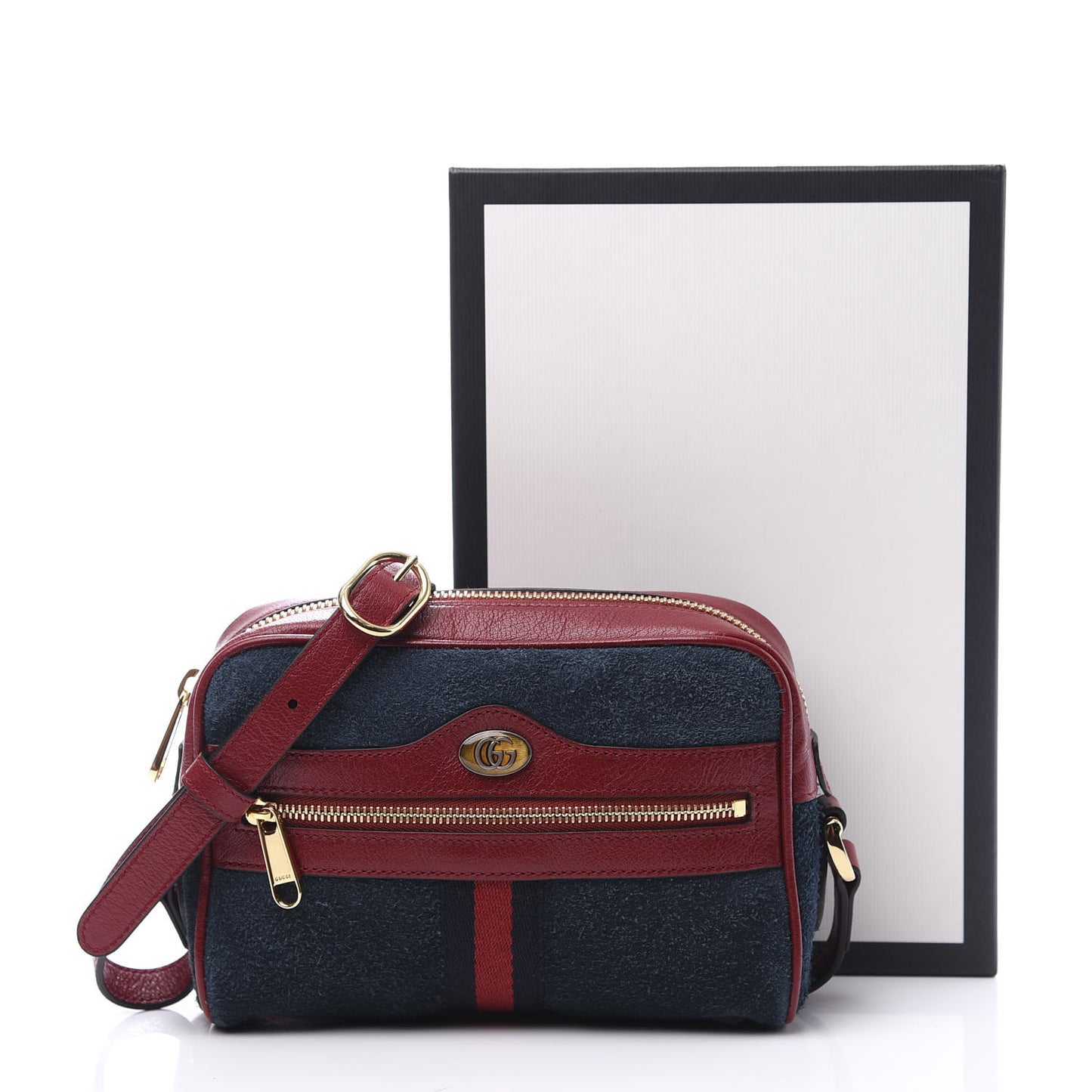 Suede Calfskin Web Mini Ophidia Shoulder Bag New Blue Romantic Cherry
