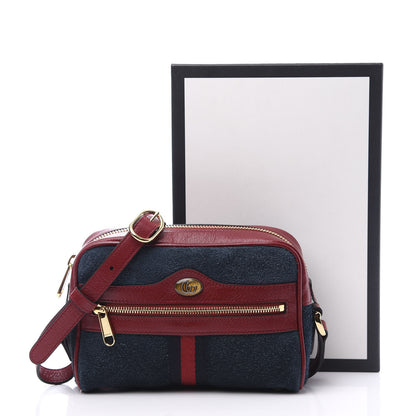 Gucci Suede Calfskin Web Mini Ophidia Shoulder Bag New Blue Romantic Cherry 12 of 12