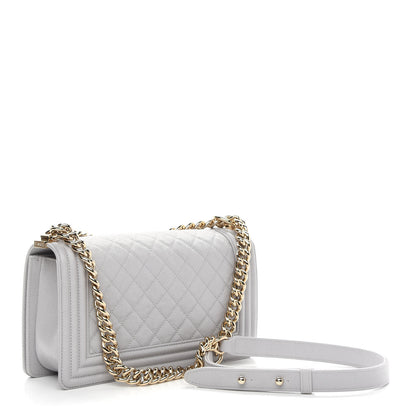 Chanel Caviar Quilted Medium Boy Flap Light Grey 3 of 9