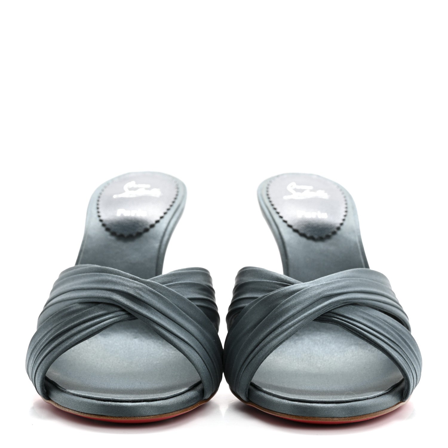 Christian Louboutin Crepe Satin Nicol Is Back 85 Slide Sandals 38 Titan 3 of 9