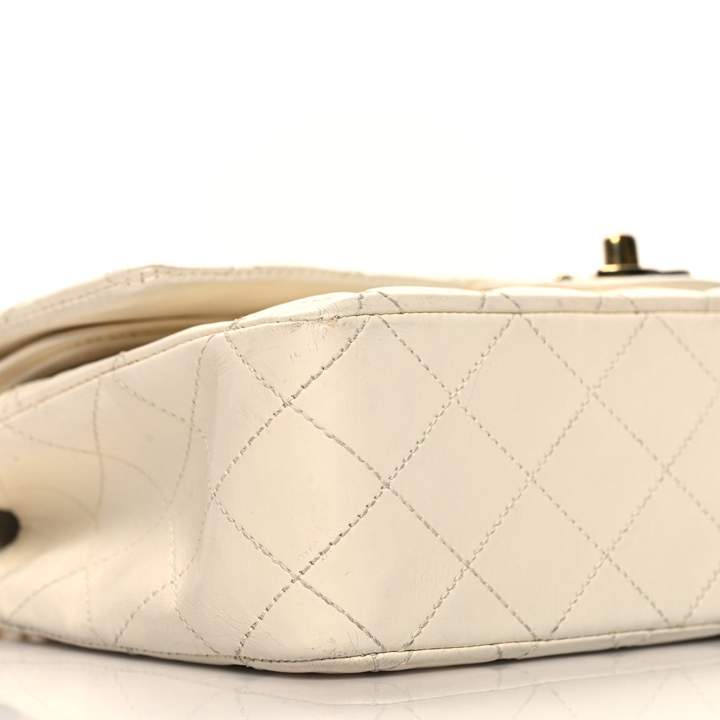 Lambskin Quilted Medium Double Flap White