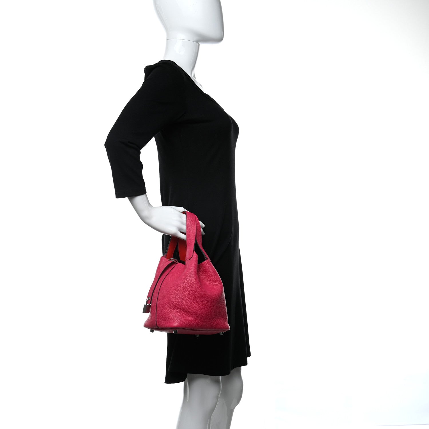 Hermes Taurillon Clemence Swift Eclat Picotin Lock 18 PM Rose Mexico Rouge De Coeur 2 of 10