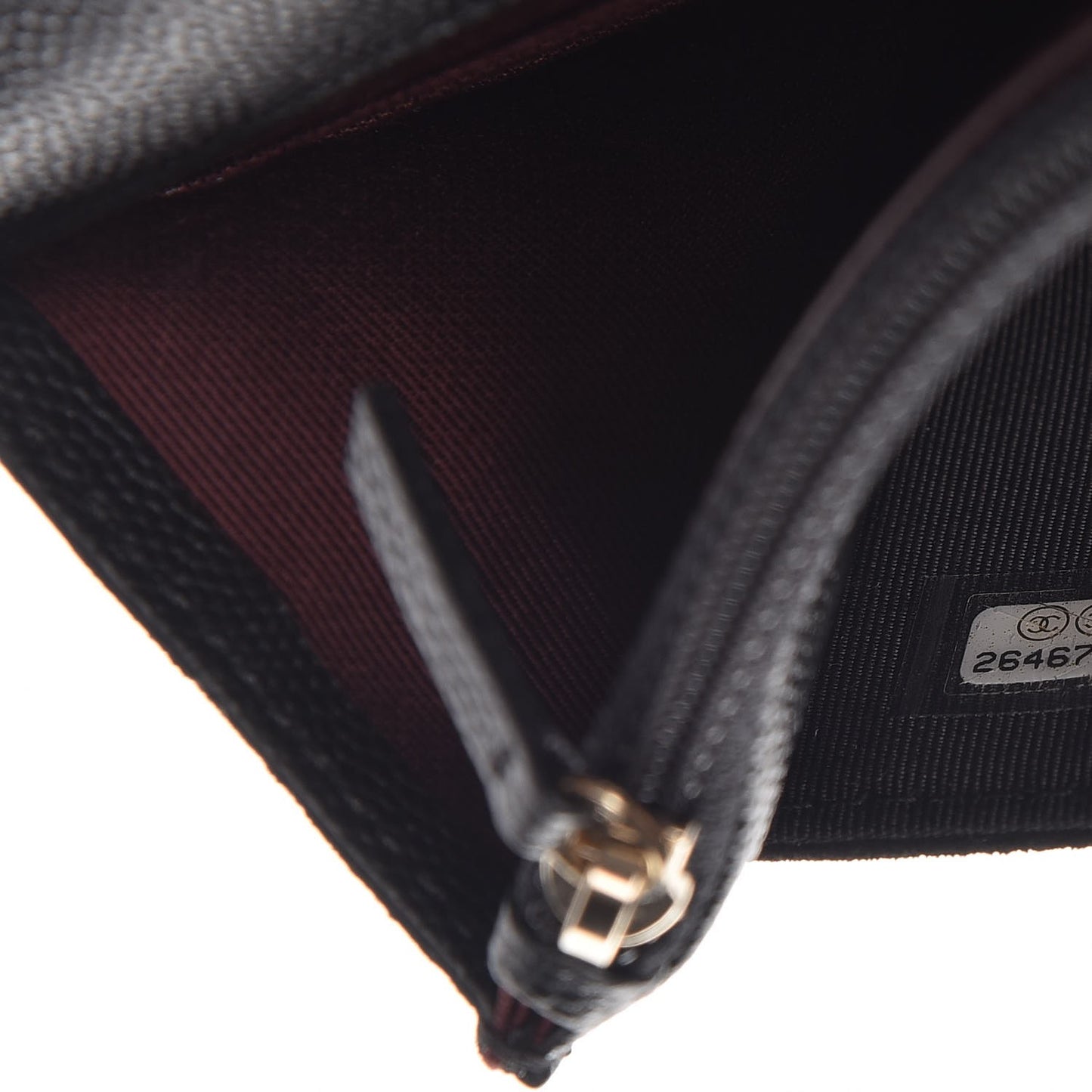 Caviar Suede Stitched Lady Coco Wallet On Chain WOC Black