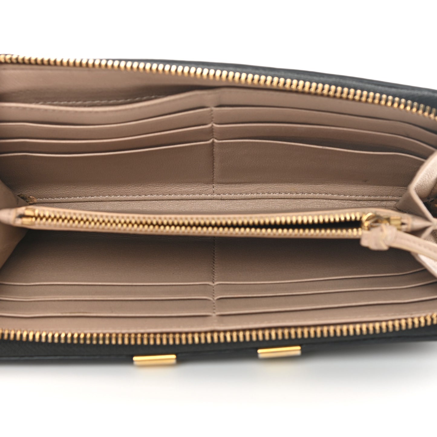 Grained Calfskin Marcie Long Zip Around Wallet Black