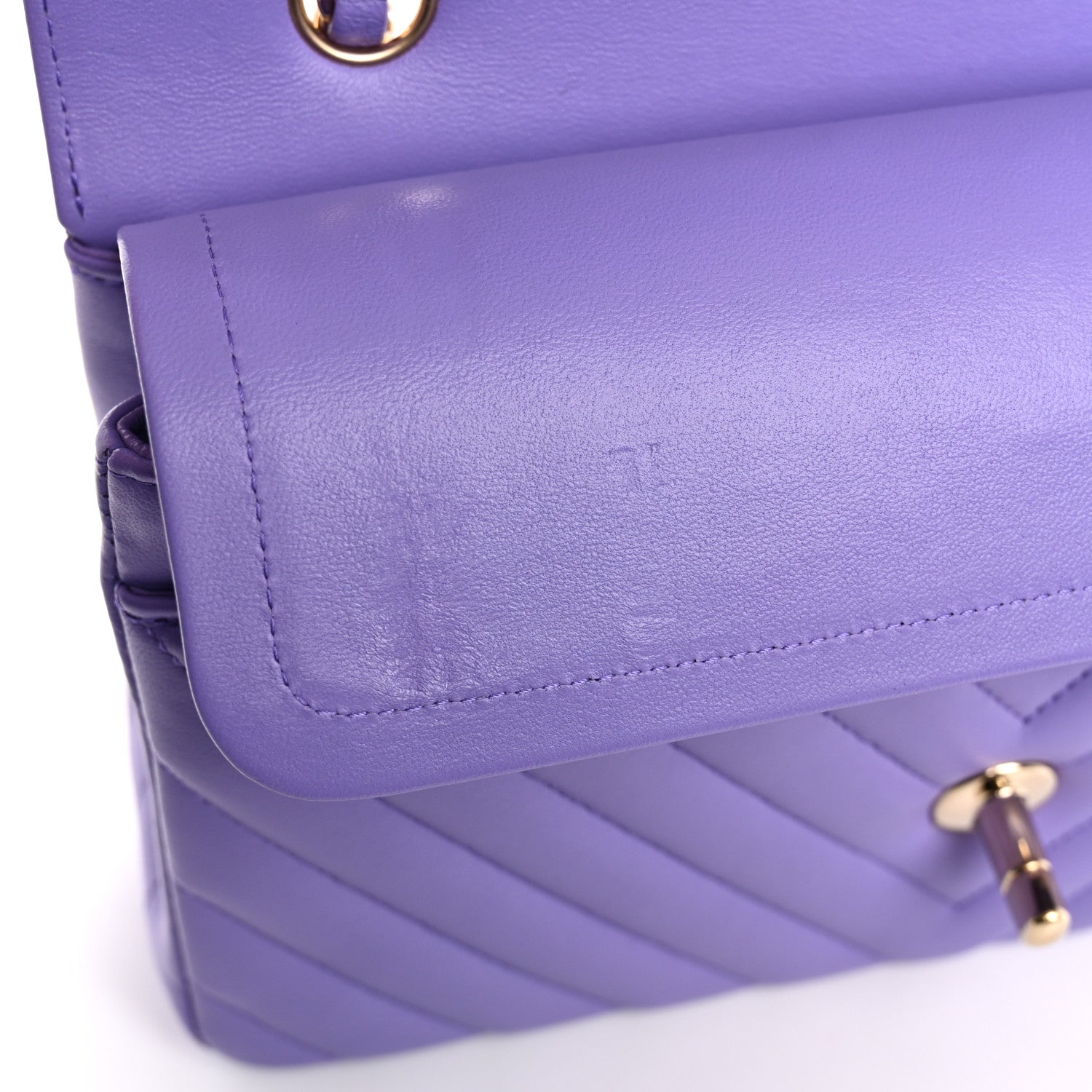 Chanel Lambskin Chevron Quilted Small Double Flap Purple 11 of 13