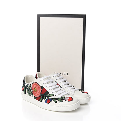 Gucci Calfskin Web Floral Embroidered Womens Ace Sneakers 36 White 9 of 9