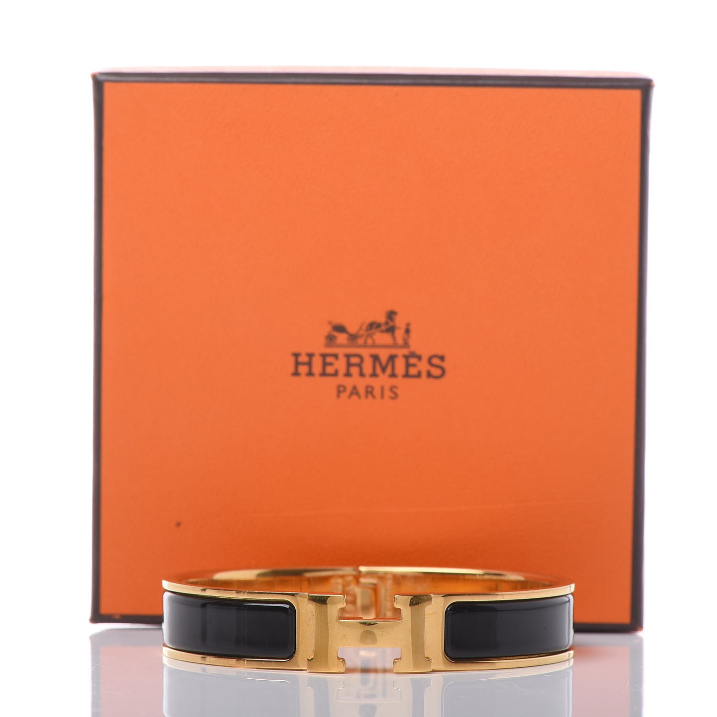 Enamel Narrow Clic Clac H Bracelet GM Black