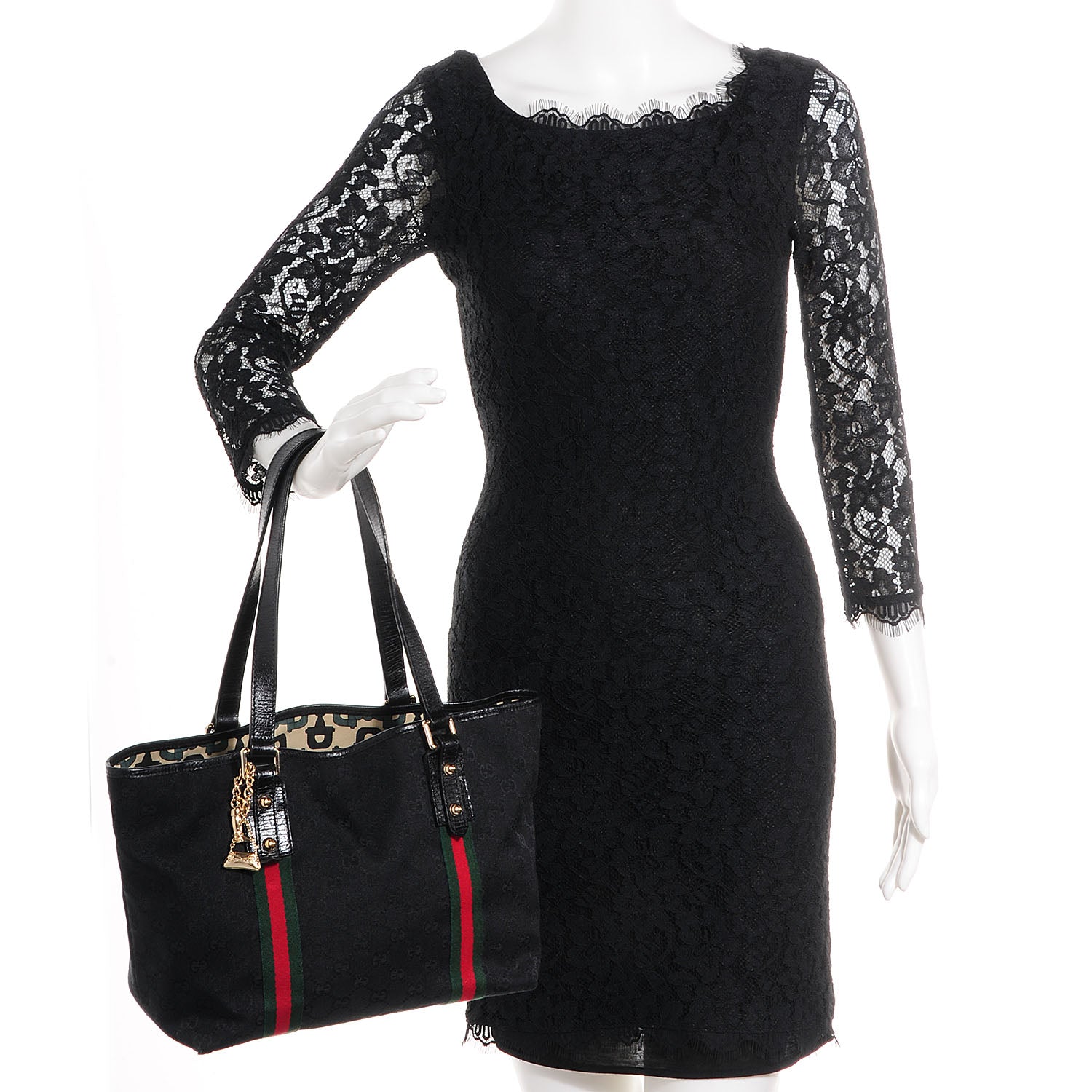 Gucci Monogram Jolicoeur Medium Tote Black 2 of 7