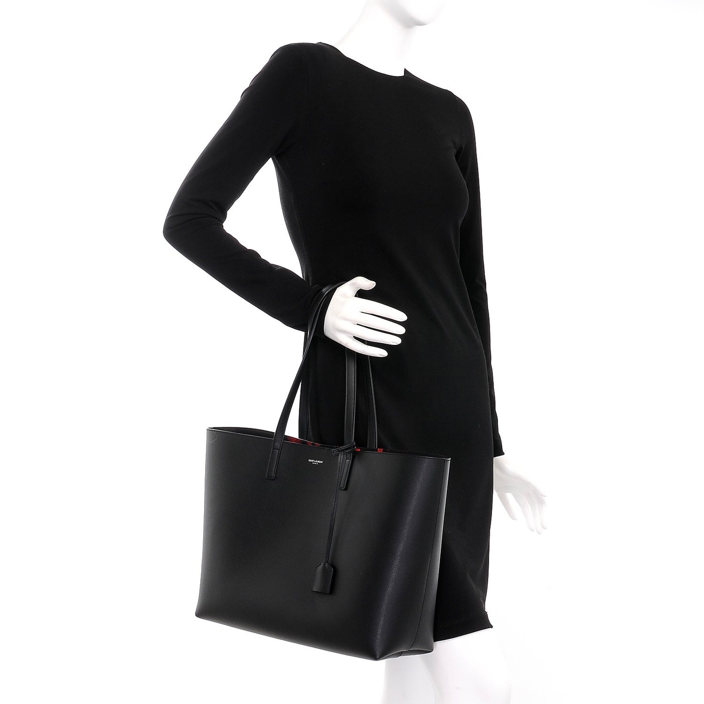 Calfskin Large Leopard Spot Shopping Tote Black