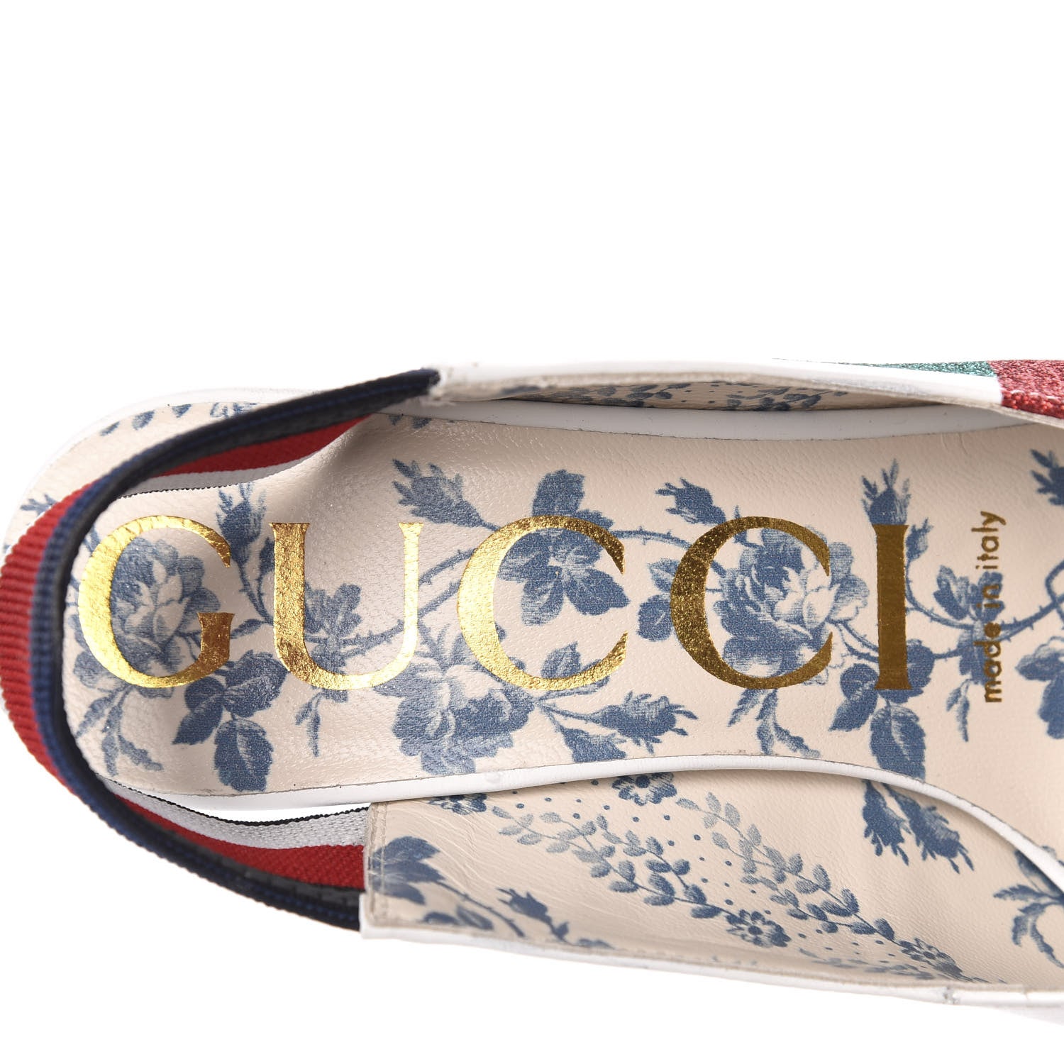 Gucci Calfskin Glitter Web High Heel Slingback Pumps 35 White 7 of 10