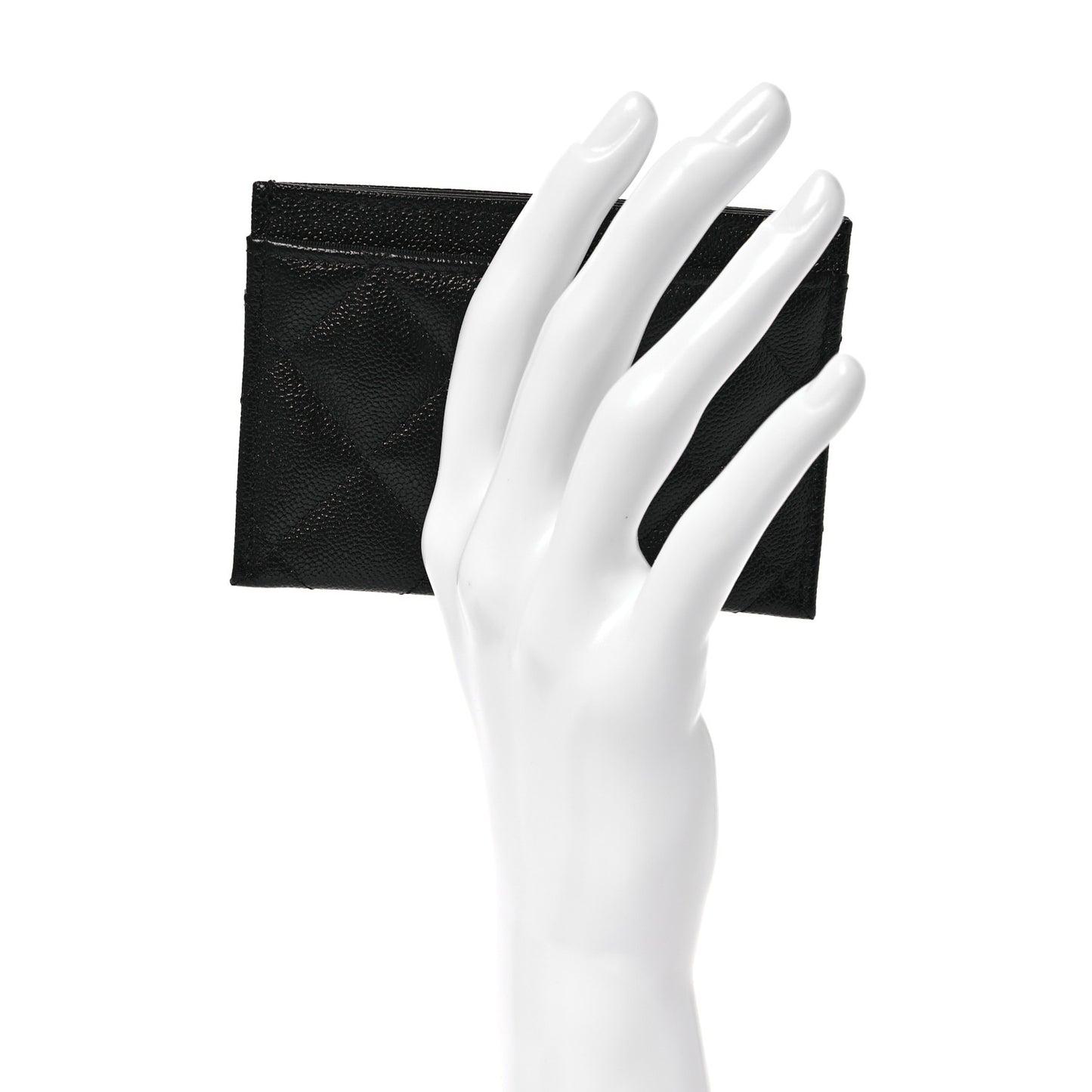 Caviar Quilted Studded CC Card Holder Black