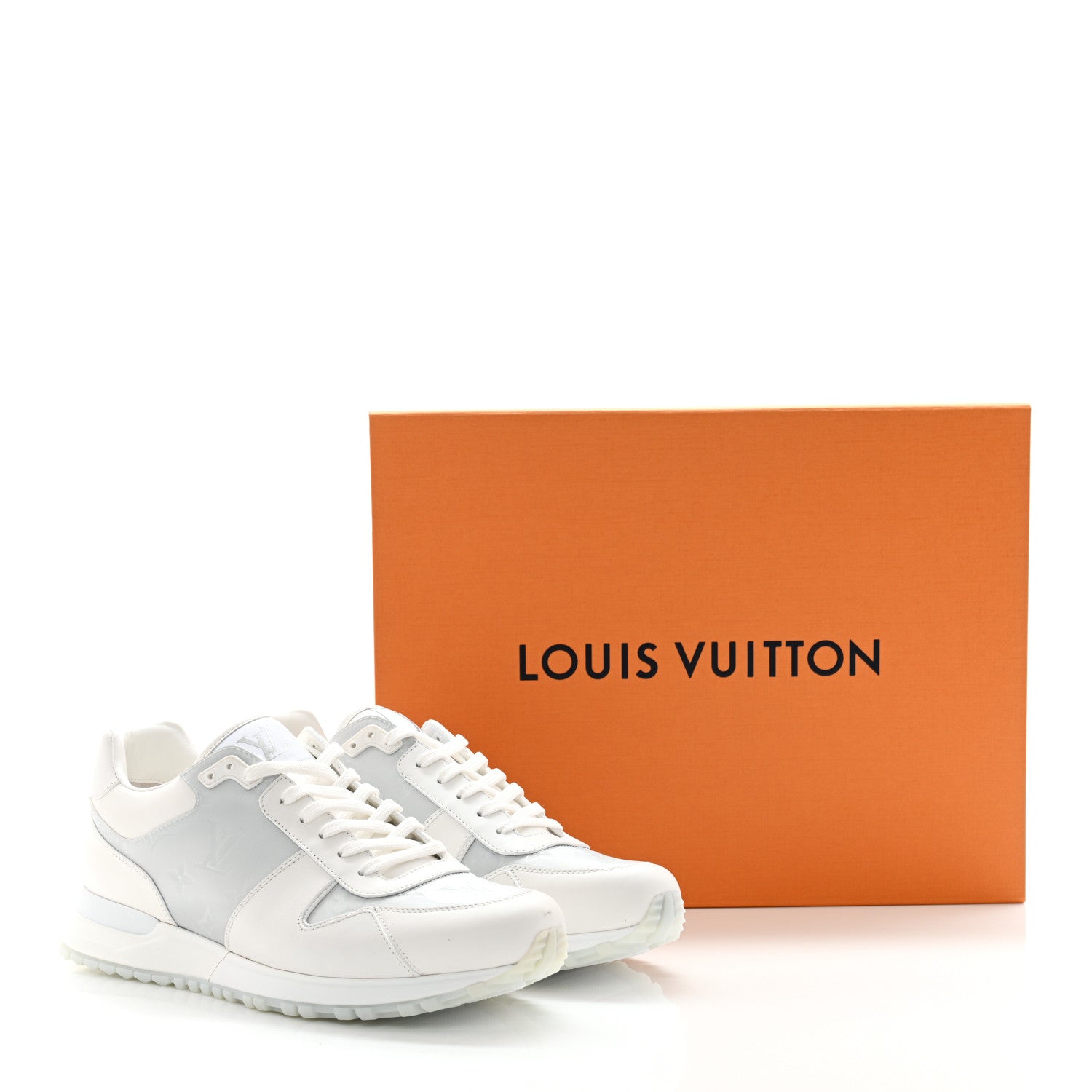 Louis Vuitton Iridescent Textile Monogram Calfskin Mens Run Away Sneakers 7 White 12 of 12