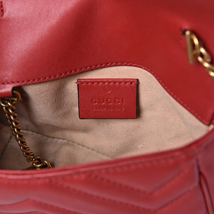 Gucci Calfskin Matelasse Super Mini GG Marmont Shoulder Bag Hibiscus Red 6 of 10