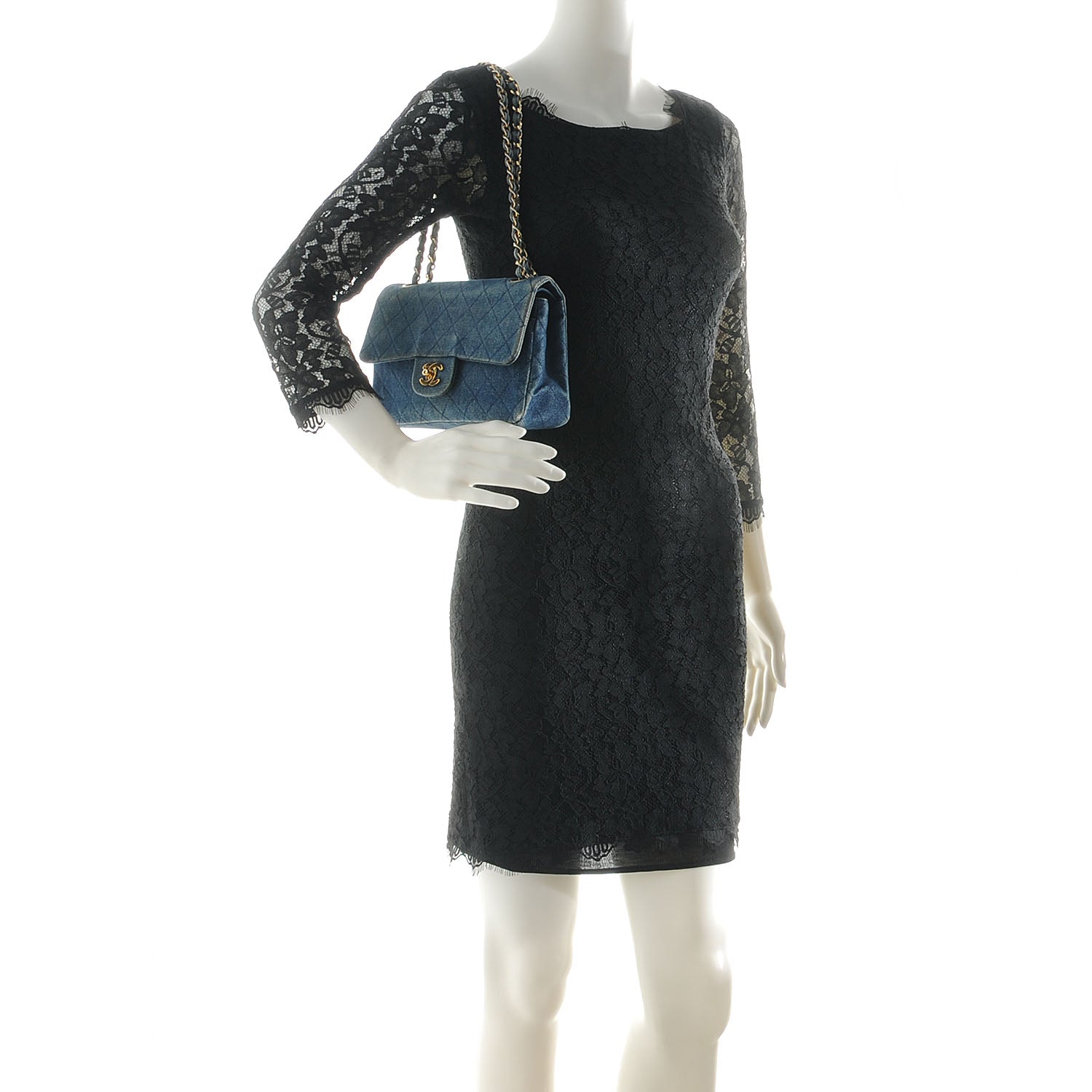 Chanel Quilted Denim Double Small Flap Blue 2 of 8