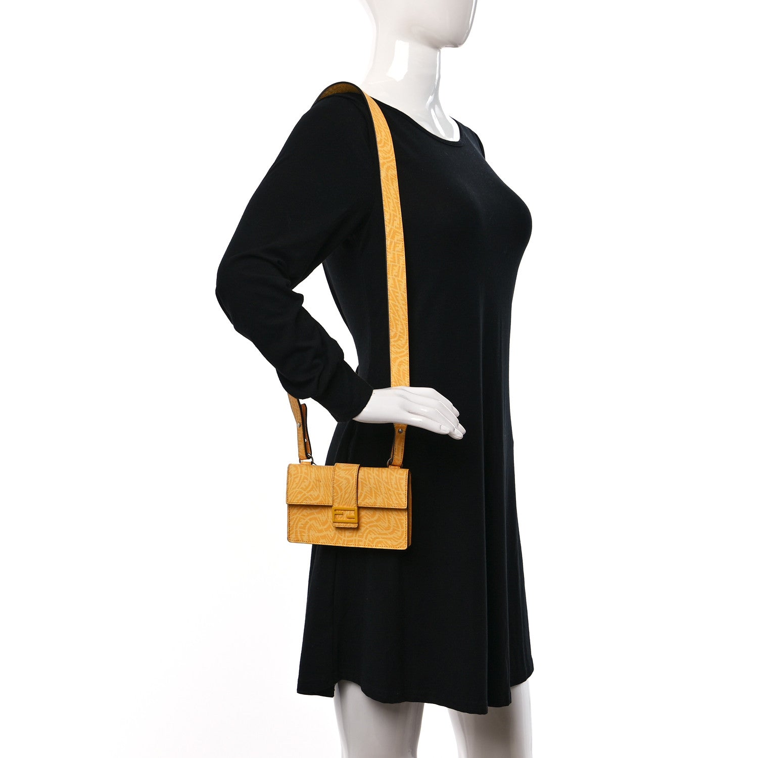 Fendi X SARAH COLEMAN Glazed Fabric Enamel Small FF Vertigo Baguette Belt Pouch Mimosa 2 of 11