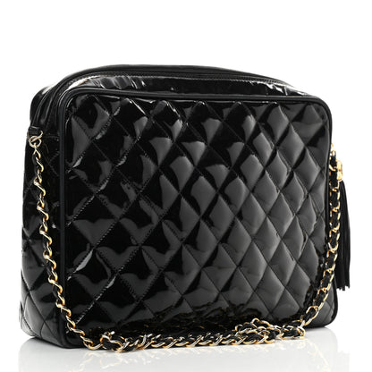 Chanel Patent Quilted Tassel Camera Case Black 3 of 14