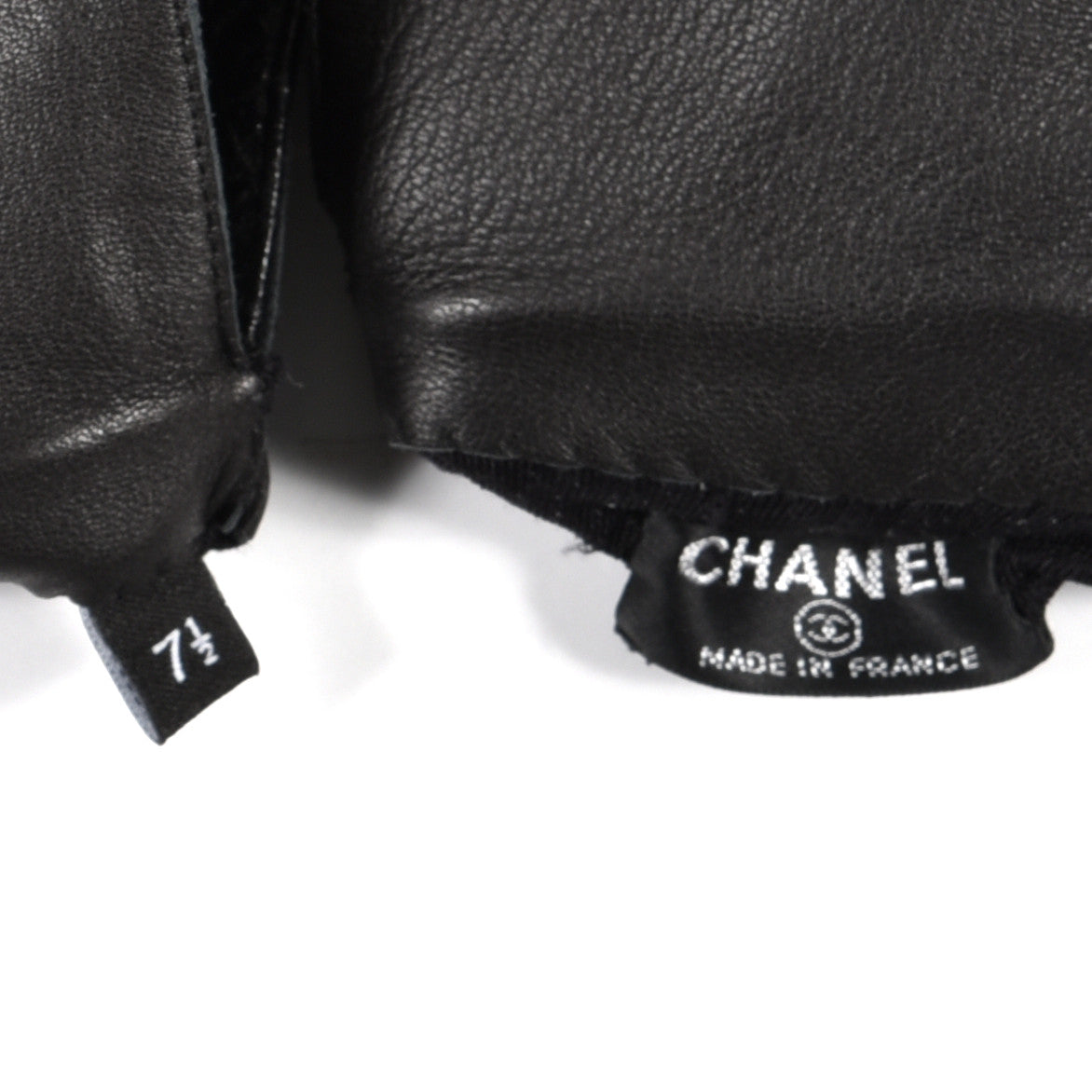 Chanel Lambskin Crocodile Embossed Chain Gloves 7.5 Black 4 of 4