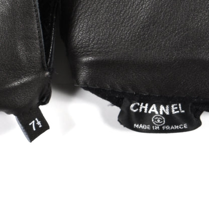 Chanel Lambskin Crocodile Embossed Chain Gloves 7.5 Black 4 of 4