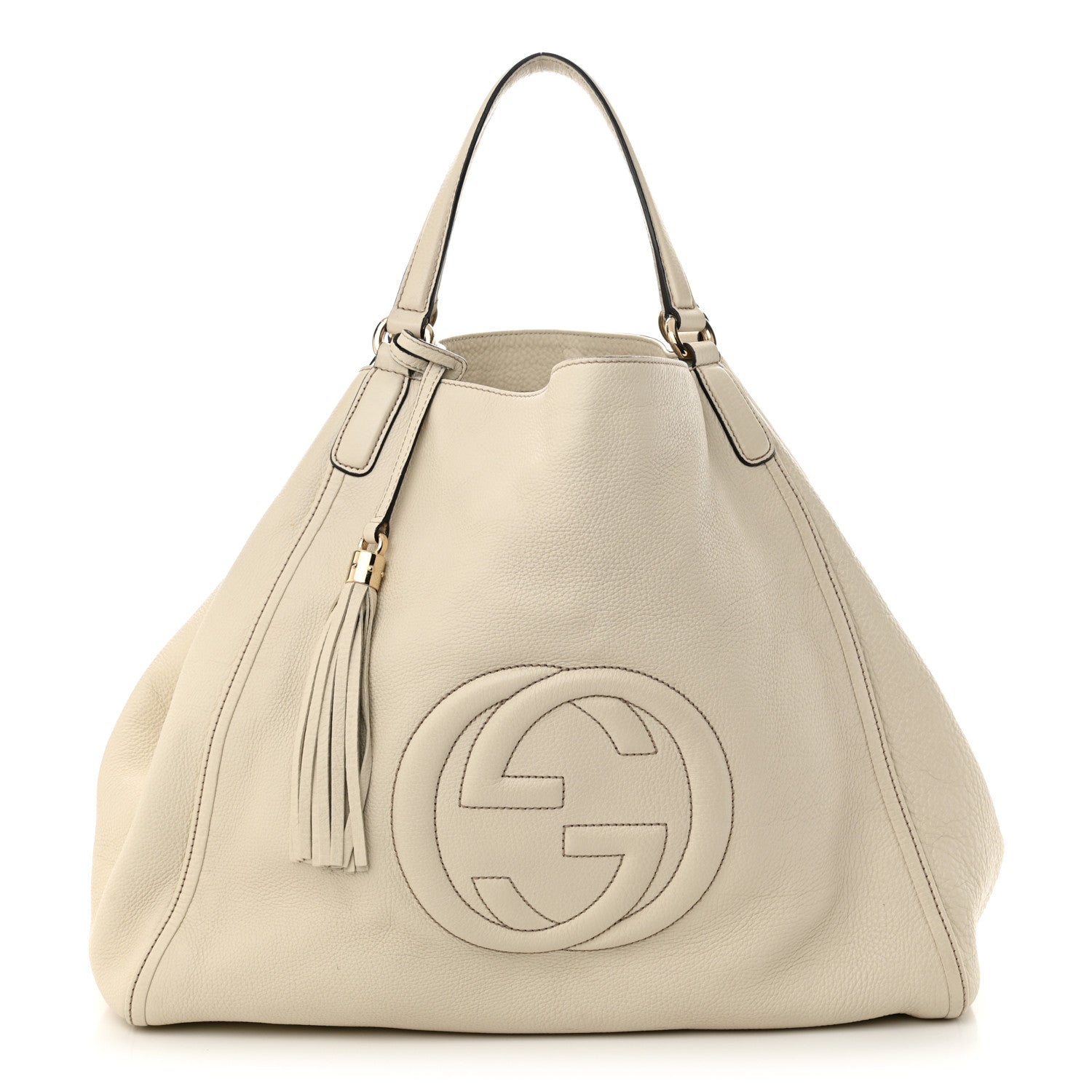 Gucci Pebbled Calfskin Large Soho Shoulder Bag Off White 1 of 12