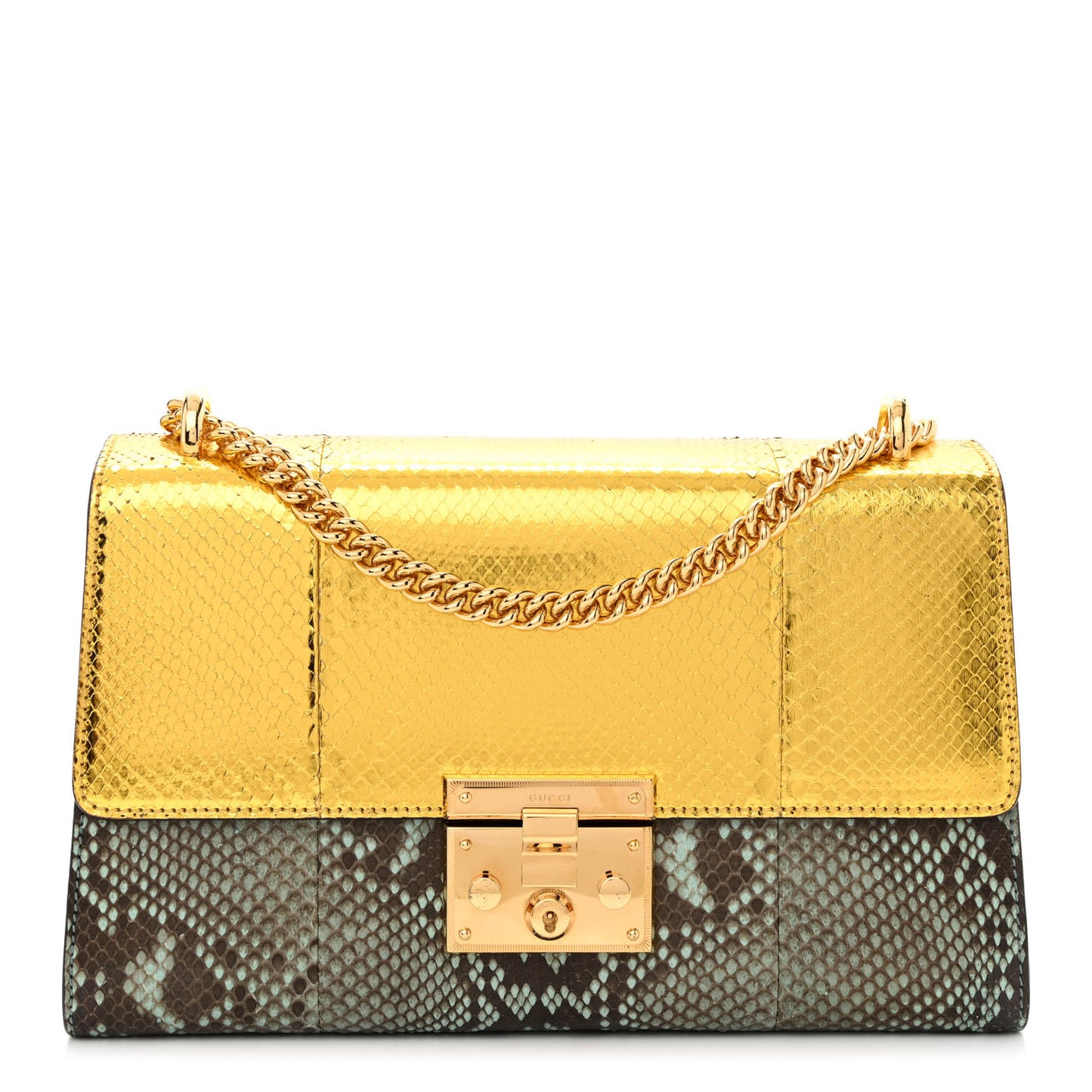 Metallic Snakeskin Medium Padlock Shoulder Bag Multicolor Multicolor Multicolor