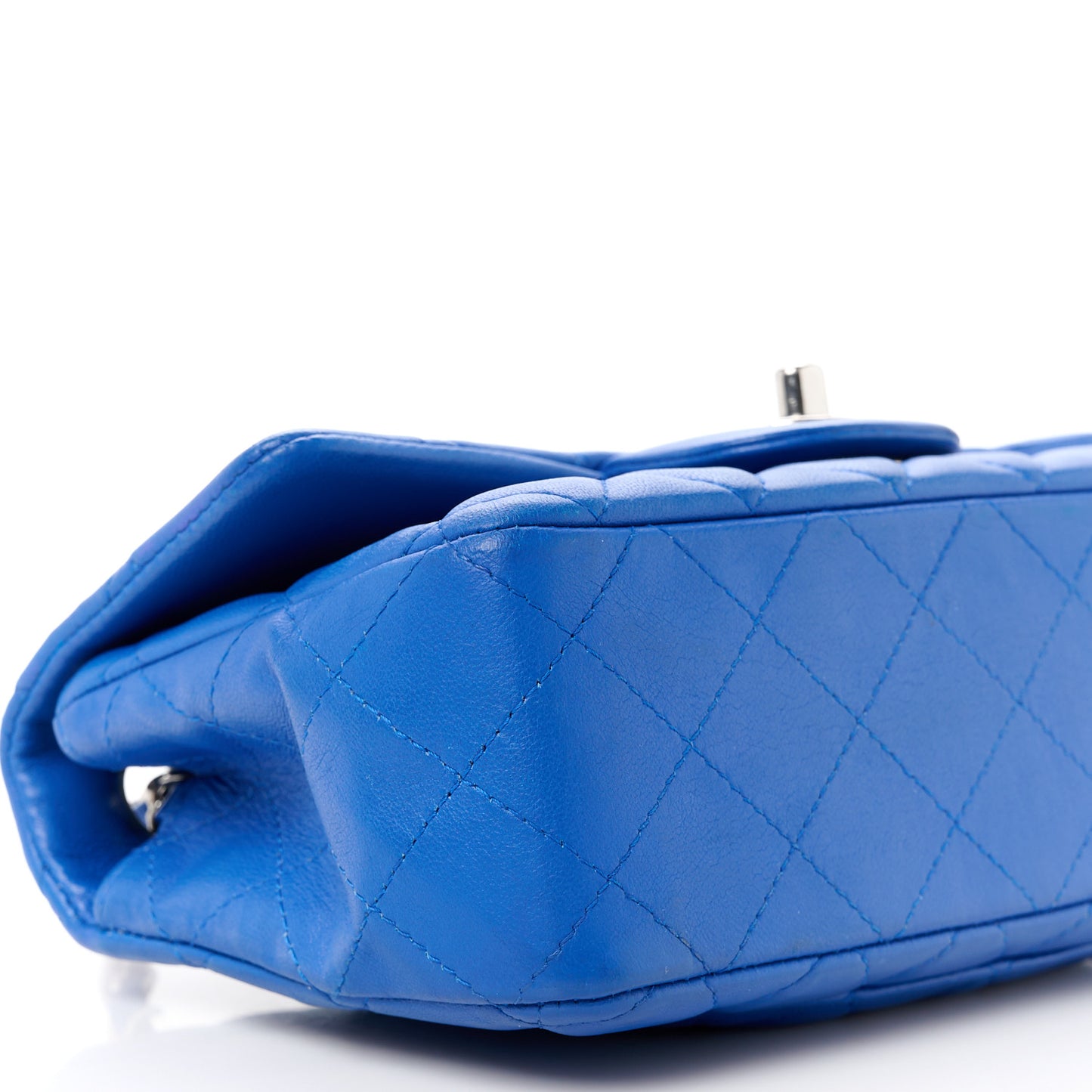 Lambskin Quilted Mini Rectangular Flap Blue